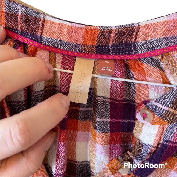 Pilcro Anthropologie Peasant Plaid Breezy Button Up Shirt - Picture 8 of 11